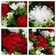 thumbnail image 3 of Sympathy Silks Cemetery Saddle 10" Silk Red and White Garden Mums, 3 of 5