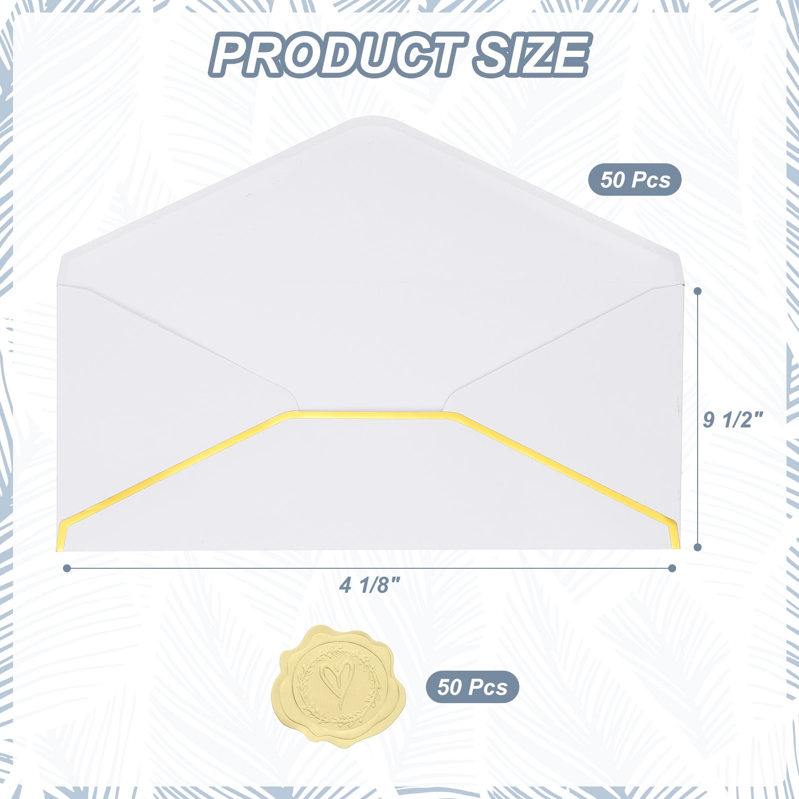 Uxcell 4 1/8 x 9 1/2 Inch Envelopes with Gold Border, 50 Pack V Flap Invitation Business Mailing Envelopes with Gold Stickers for Office Wedding Cards Gift Photos Graduation, White
