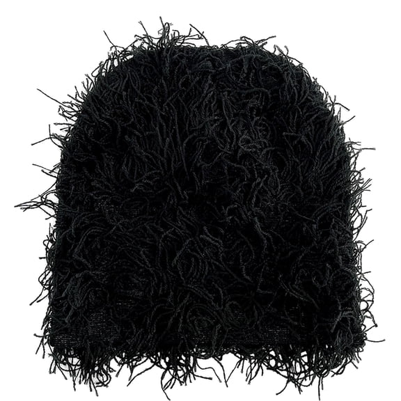 comerut Couple Winter Hat Solid Color Fuzzy Ripped Knitted Elastic Anti-slip Warm Soft Head Protection Hip Hop Unisex Beanie Skullies Cap Winter Headgear