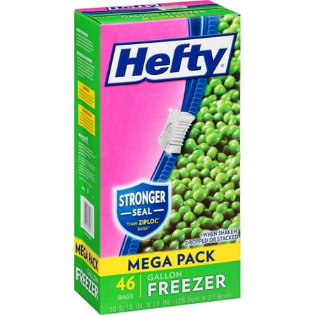 Hefty Gallon Freezer Slider Bags, 46 count