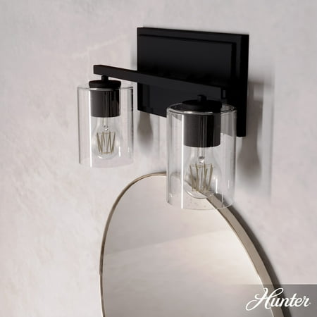 

Hunter Kerrison Natural Iron with Seeded Glass 2 Light Vanity Wall Light Fixture