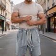 thumbnail image 5 of Zylanna Men's Denim Shorts, Baggy Vintage Washed Jeans Shorts Loose Fit Elastic Drawstring Waist Casual Summer Jorts for Men Gray, 5 of 8