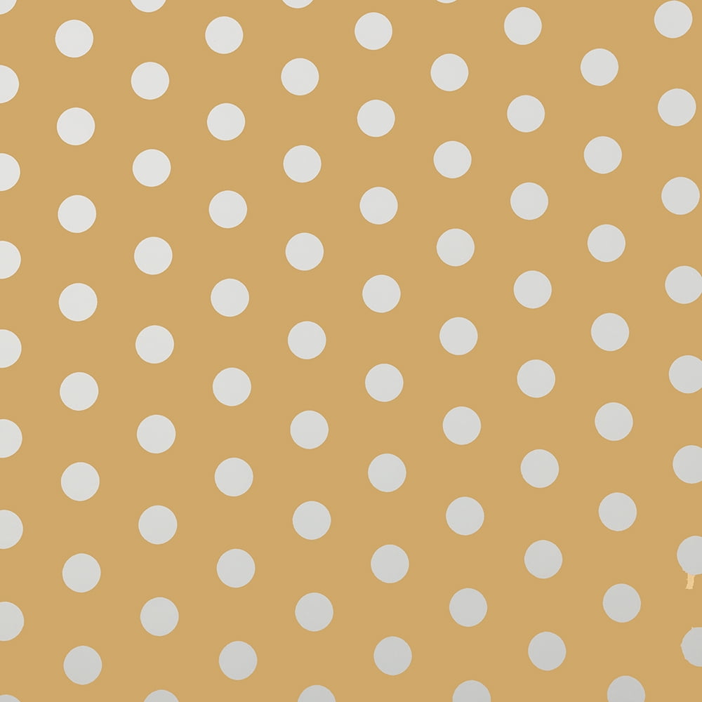 JAM Paper Polka Dot Wrapping Paper, 50 Sq. ft Total, Gold with White Dots, 2 Rolls