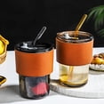 thumbnail image 4 of Kearding Vaso resistente a altas temperaturas de Color transparente, vaso de agua, bebidas calientes y sopas, taza de té helado Mostrada Gris humo (cubierta), 4 of 6