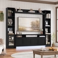 thumbnail image 2 of Hiphuta 79" W Wall Unit Entertainment Center with Bookcase for TVs up to 65", Farmhouse TV Stand with LED Lights for Living Room, Black, 2 of 7