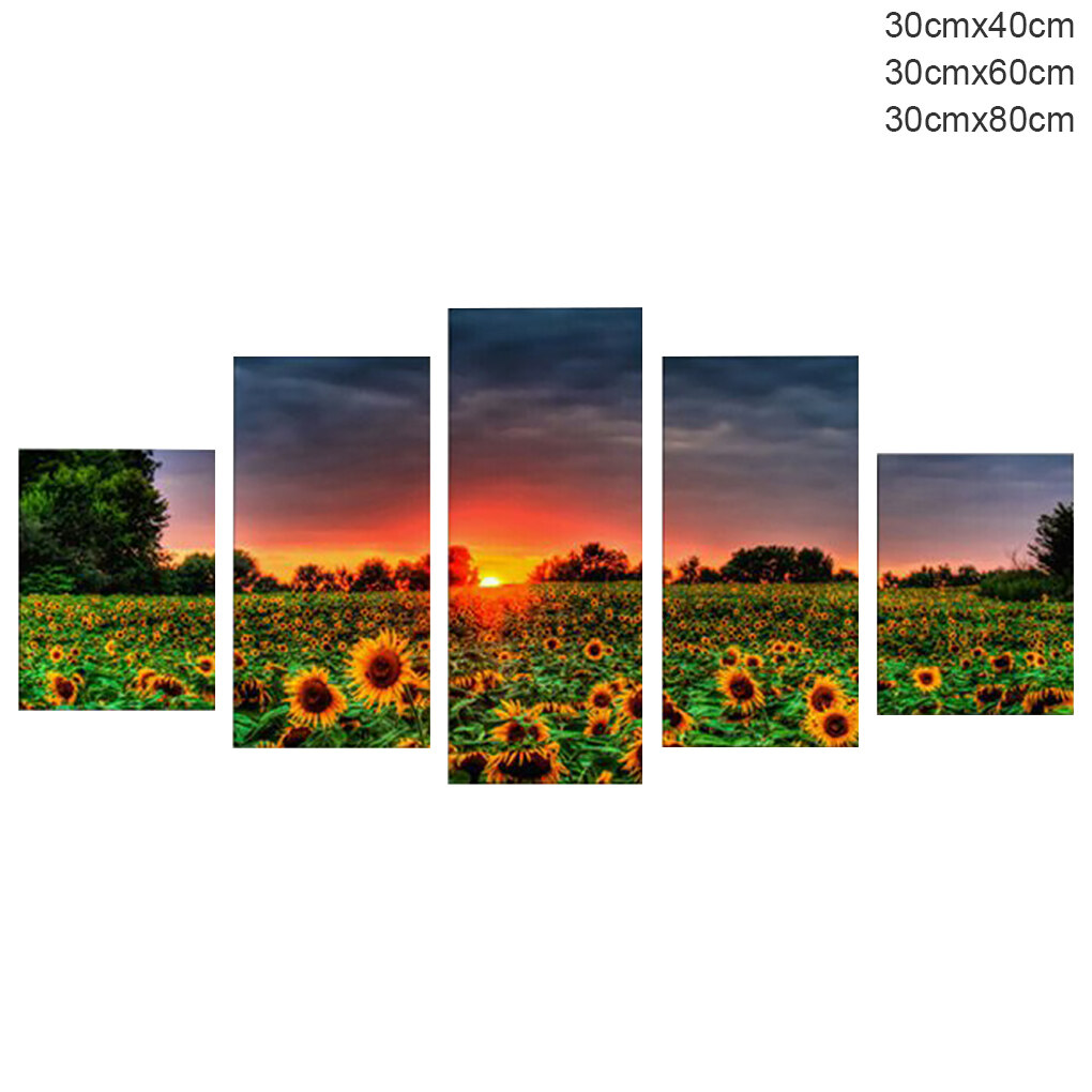 Vonky 5Pcs Oil Painting Wall Art Wall Art Canvas Oil Painting Canvas  Picture Abstract Sunflowers Wall Art Canvas Oil Painting Print Home Decor  No Frame Gift, Type