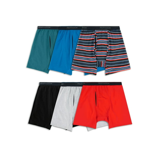 Fruit of the Loom Men's Cotton Stretch Boxer Briefs, 6 Pack, Sizes S