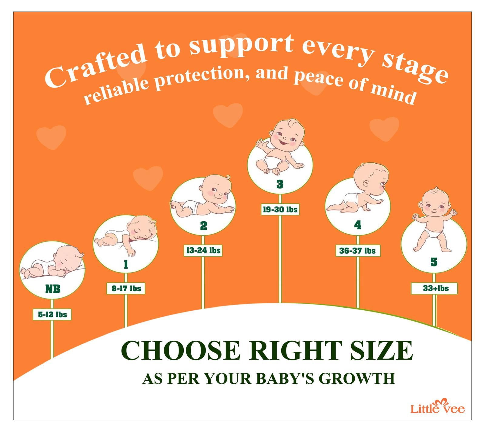 Little Vee Shea Butter Essentials Diapers, Size 2,(104 Count)-(13-24 lbs) (Select for More Options)