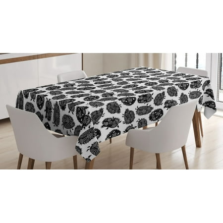 

Hedgehog Tablecloth Random Alignment Black and White Ornamental Floral Pattern Porcupines Rectangular Table Cover for Dining Room Kitchen 60 X 84 Inches Black Grey and White by Ambesonne