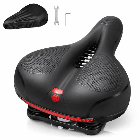 Bike Seat Cushion Comfort for Men Women,Wide Bicycle Saddle Replacement with Dual Shock Absorbing Ball Memory Foam Padded for Peloton Bike & Bike /Stationary/Exercise/Indoor/Mountain/Road