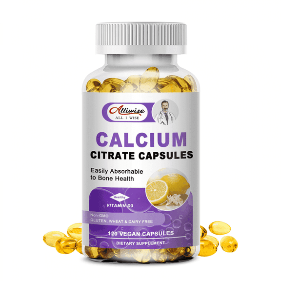 Calcium Citrate Capsule with Vitamin D - Calcium Citrate Supplement - Super Absorbable Bone Health & Muscle Function - 120 Capsules
