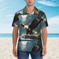 thumbnail image 2 of Bingfone Men's Short Sleeve Button Down Shirts Hawaiian Forest River Bald Eagle Printed Beach Shirt, 2 of 7