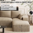thumbnail image 3 of Wilayok 108" Oversized L-Shaped Sectional Sofa, Fluffy Corduroy Cloud Couch with 2 Ottomans, Plush Memory Foam Boneless Modular Sectional Couch for Living Room Small Space, Light Brown, 3 of 8