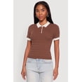 thumbnail image 2 of Women's Contrast Trim Cable Knit Sweater Polo, 2 of 5