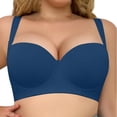 thumbnail image 4 of Sakmal Lift Bras for Women Sport Support Underwire Stretch Blue Ladies T-Shirt Bras 46D, 4 of 5