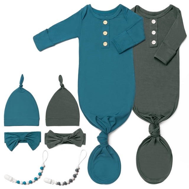 Conjunto de bata con nudos Noah Baby, suave y sedoso, para recién nacidos para niñas