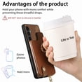 thumbnail image 4 of Decase Wallet Case for Samsung Galaxy A52 5G,Shockproof Rugged Phone Cover With 360° Rotatable Ring Kickstand & Back Zipper Card Pocket Cloth Fabric Hybrid PU Leather,for Women Men - Brown, 4 of 7