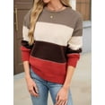 thumbnail image 6 of Female Sweaters Casual Long Sleeve Crewneck Color Block Patchwork Pullover Knit Sweater Tops Orange S, 6 of 10