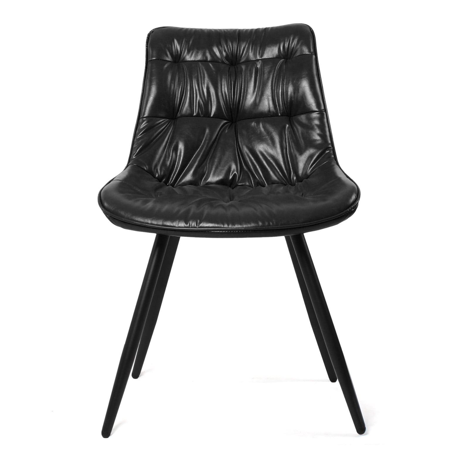 Set of 2 Black Faux Leather Dining Chairs, Ergonomic Backrest with Thick Foam Cushion, Sturdy Metal Legs & FSC Frame, Waterproof Easy-Clean PU Leather, 300 lbs Capacity