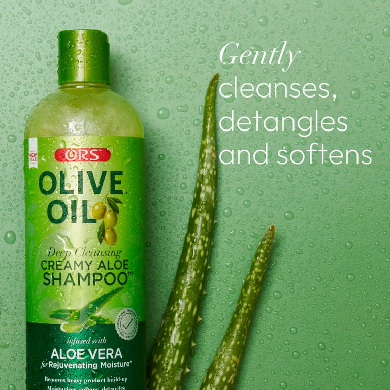 ORS Olive Oil Deep Cleansing Creamy Aloe Shampoo for All Hair Types,  Moisturizing, 16 fl.oz.