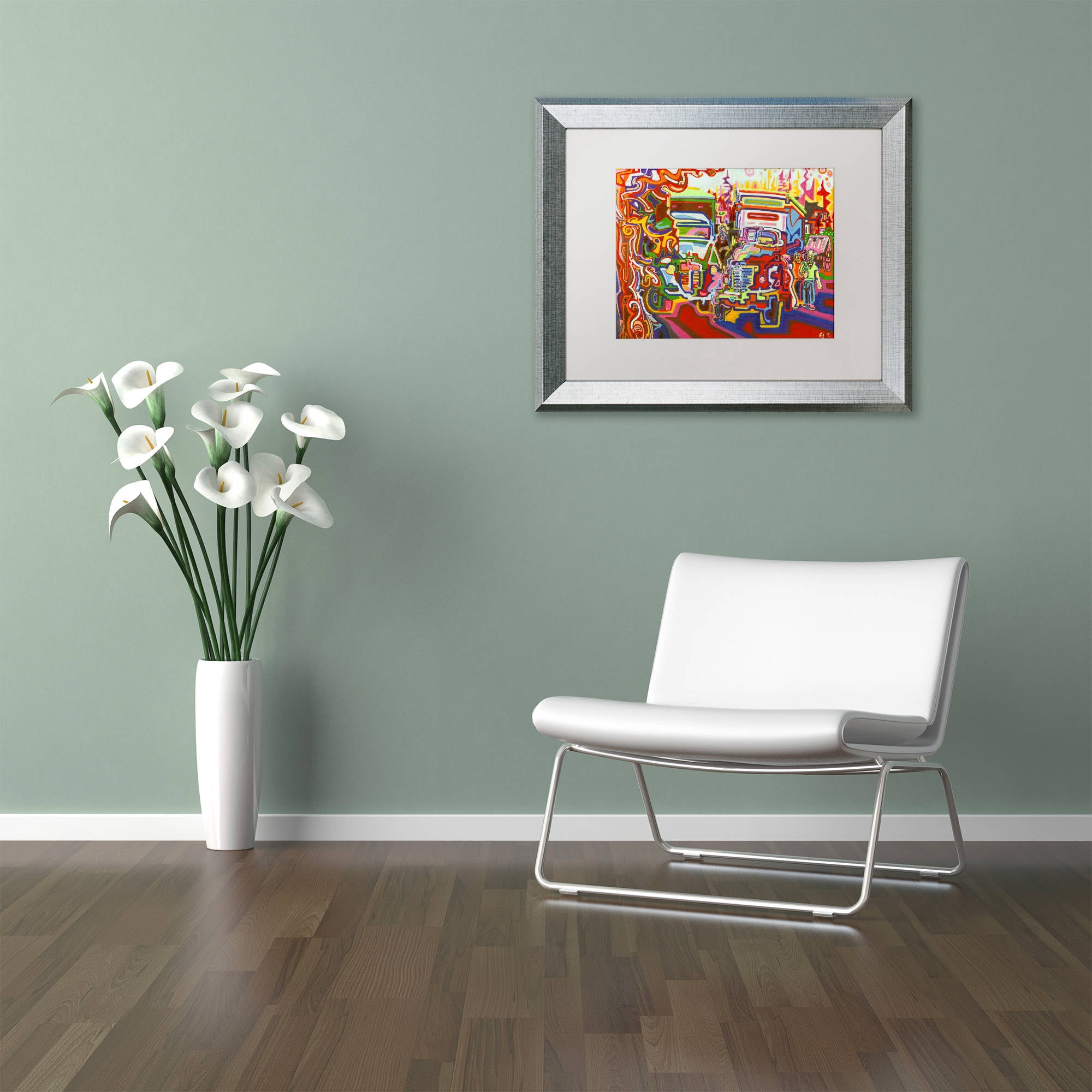 Trademark Fine Art "Trucks" Canvas Art by Josh Byer, White Matte, Silver Frame
