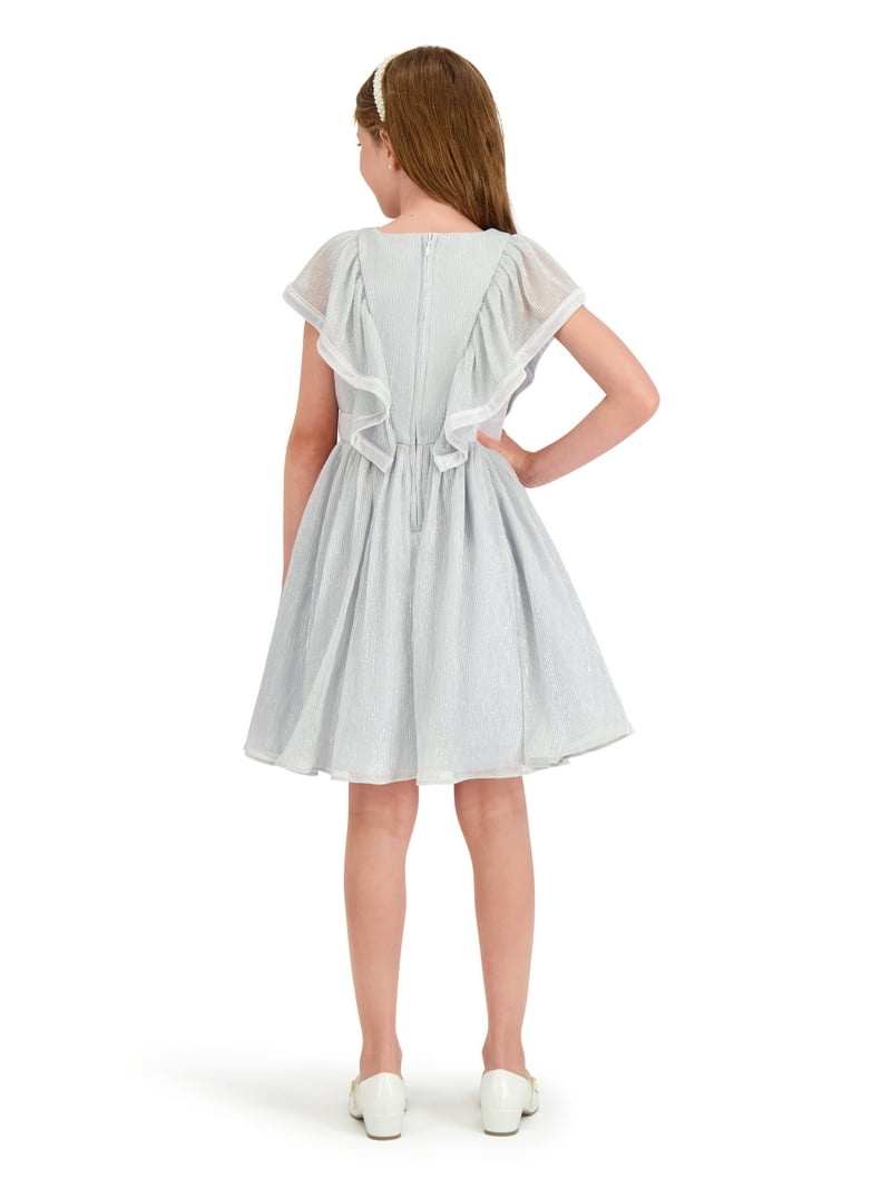 kensie chiffon pleated dress Kensie Girl Metallic Pleated Dress, Sizes 12 Months-3T