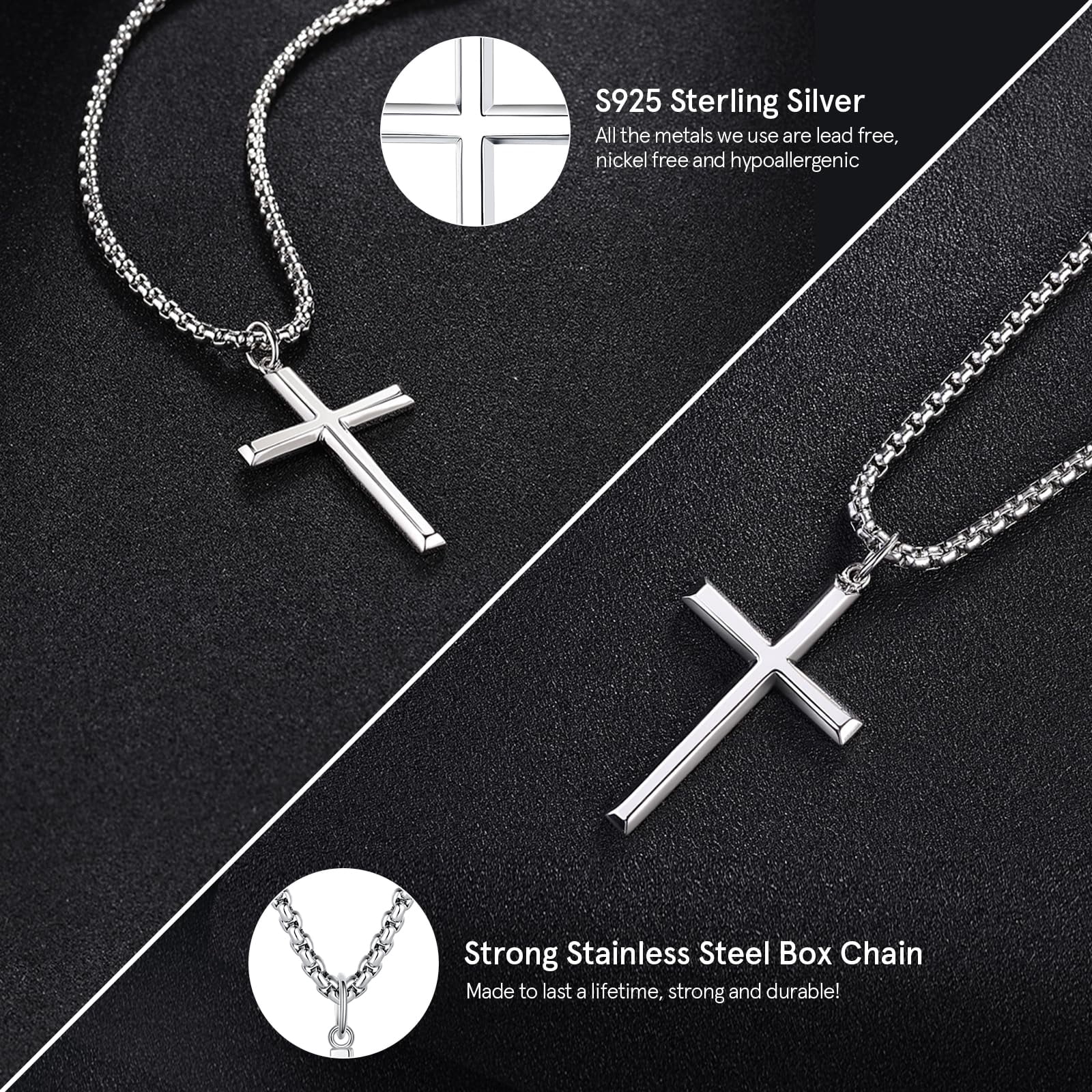 Fancime Gold Plated 925 Sterling Silver Edgy Gothic Cross Pendant