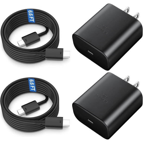 Type C Charger Fast Charging, 2-Pack 45W USB C Android Charger Block, Phone Super Fast Charger with 6.6FT Cable Compatible with Samsung Galaxy S26/S25/S24/S23 Plus/Ultra $14.37 Was $18.99 $34.21/ea