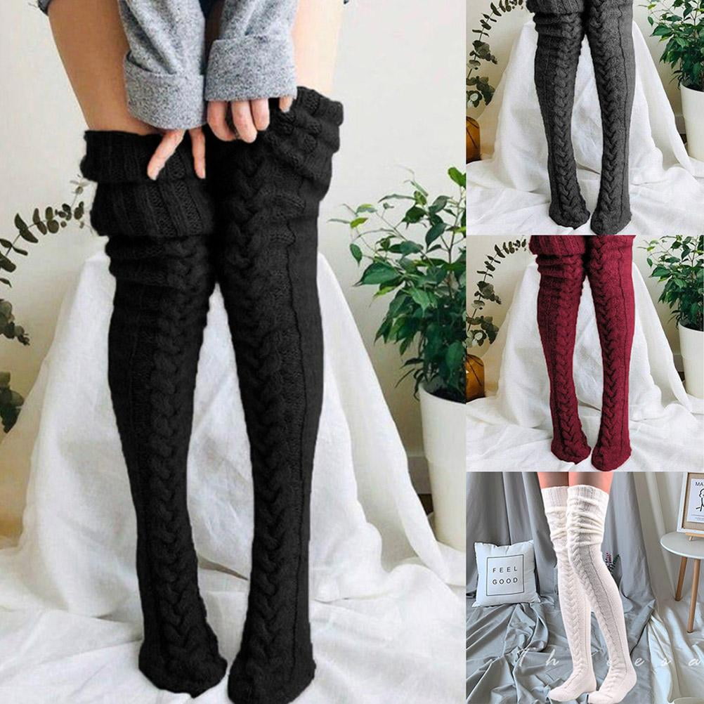 Laine Tricotee sur Bas de Genou Cuisse Haute Longue Chaussure Chaussettes Bas Jambe Chaud Doux Confortable pour l Automne Hiver Walmart