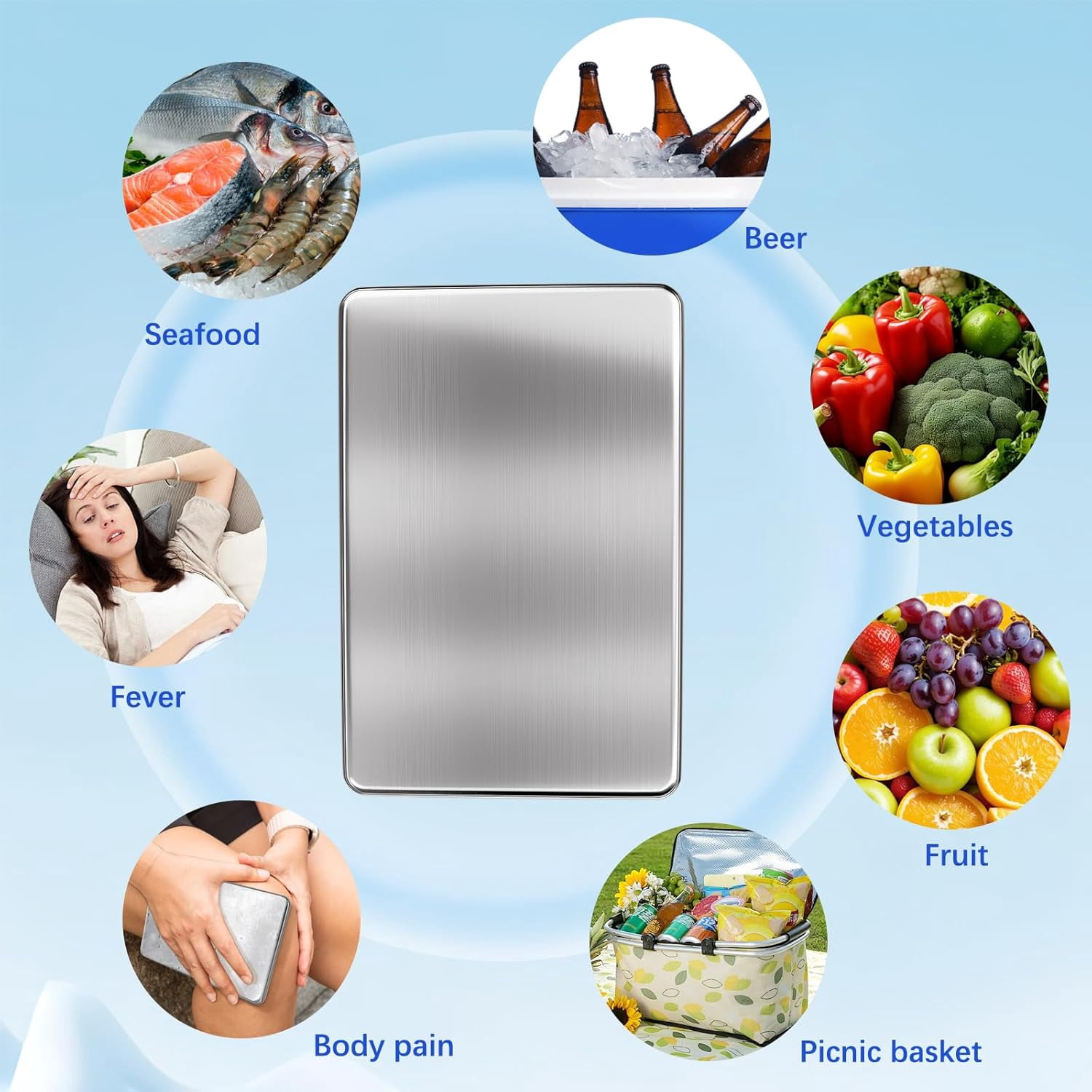 2PCS Ice Packs for Lunch Boxes, Reusable Stainless Steel Ice Packs, No Water Needed, for Coolers, Camping, and Picnic Baskets Metal Bento Box Ice Packs Keep Food and Drinks Fresh and Cool