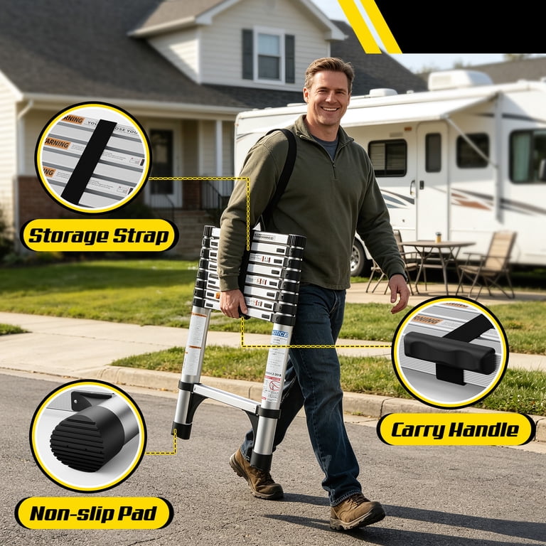 HBTower 8.5 Ft Aluminum Telescoping Ladder, 330 Lb Capacity photo 3