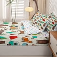 thumbnail image 4 of catabedysis Cartoon Camping Zipper Twin Comforter Sets with Fitted Sheet and 2 Pillowcases,Wildlife Camper Print Zipper Bedding Set For Boys,Multicolor,Colorful Stars Reversible,4 Pieces, 4 of 7