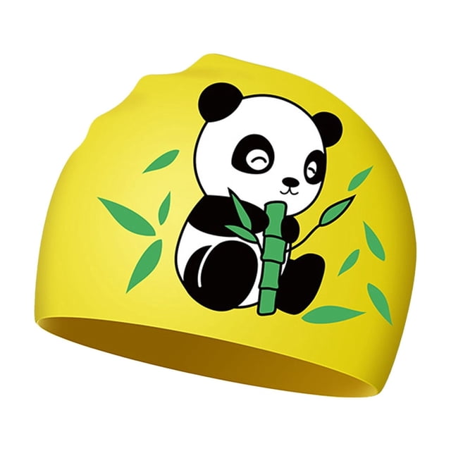 Child Boys Girls Caps Both Cute Panda Cartoon Caps Swimming Learning Swimming Caps Clothes Size One Size