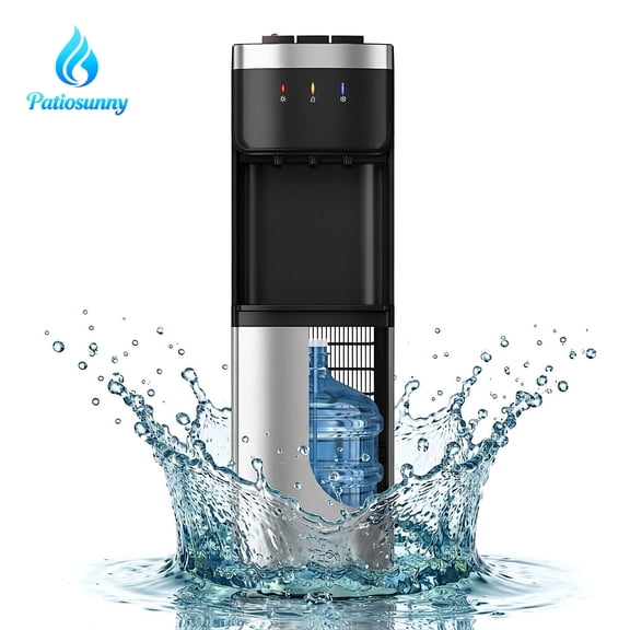 Patiosunny Bottom-Loading Water Dispenser, 3 Temperatures (Hot, Room and Cold), Child Safety Lock, LED Display with Water Shortage Alert, Pebble Black
