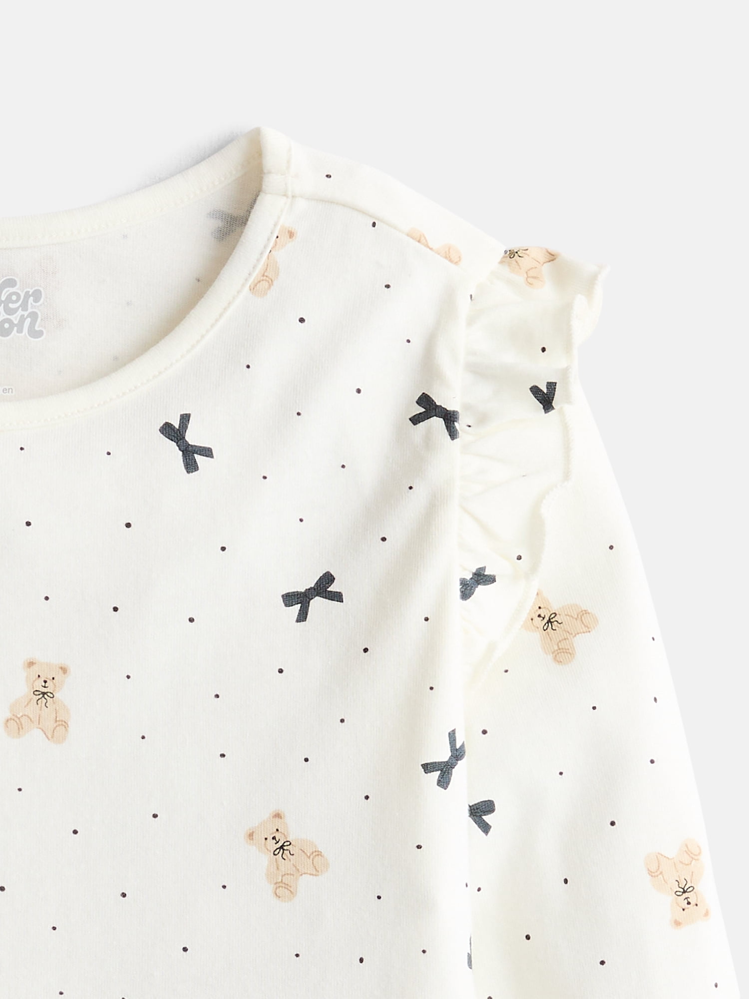 Wonder Nation Girls Printed Tee with Long Ruffle Sleeves, Sizes 4-10