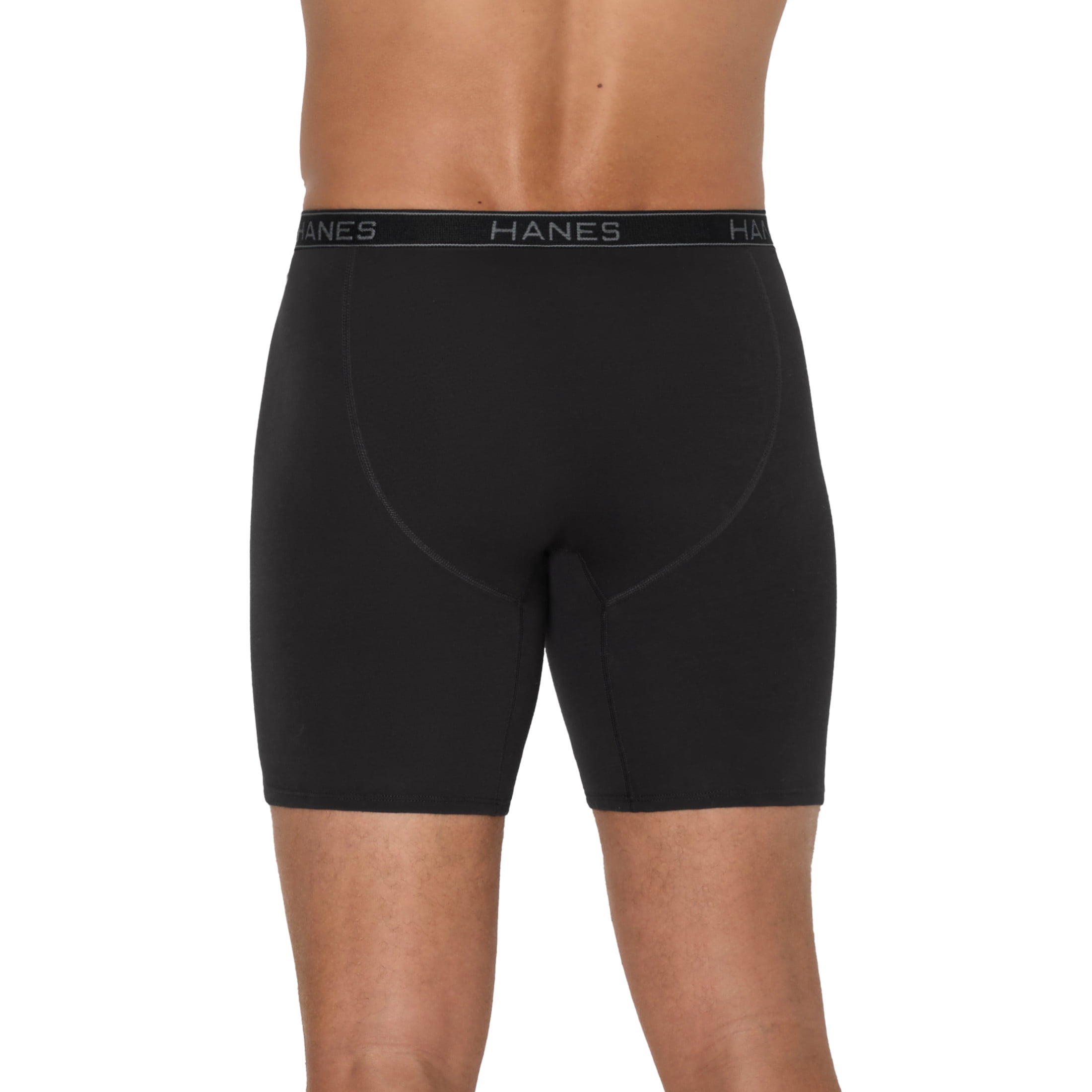 Hanes Mens Underwear Long Leg Boxer Briefs, 3-Pack, Cotton Stretch, Moisture Wicking Men's Pack
