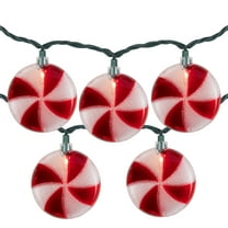 Northlight 10 Count Peppermint Candy Christmas Light Set, 6ft Green Wire