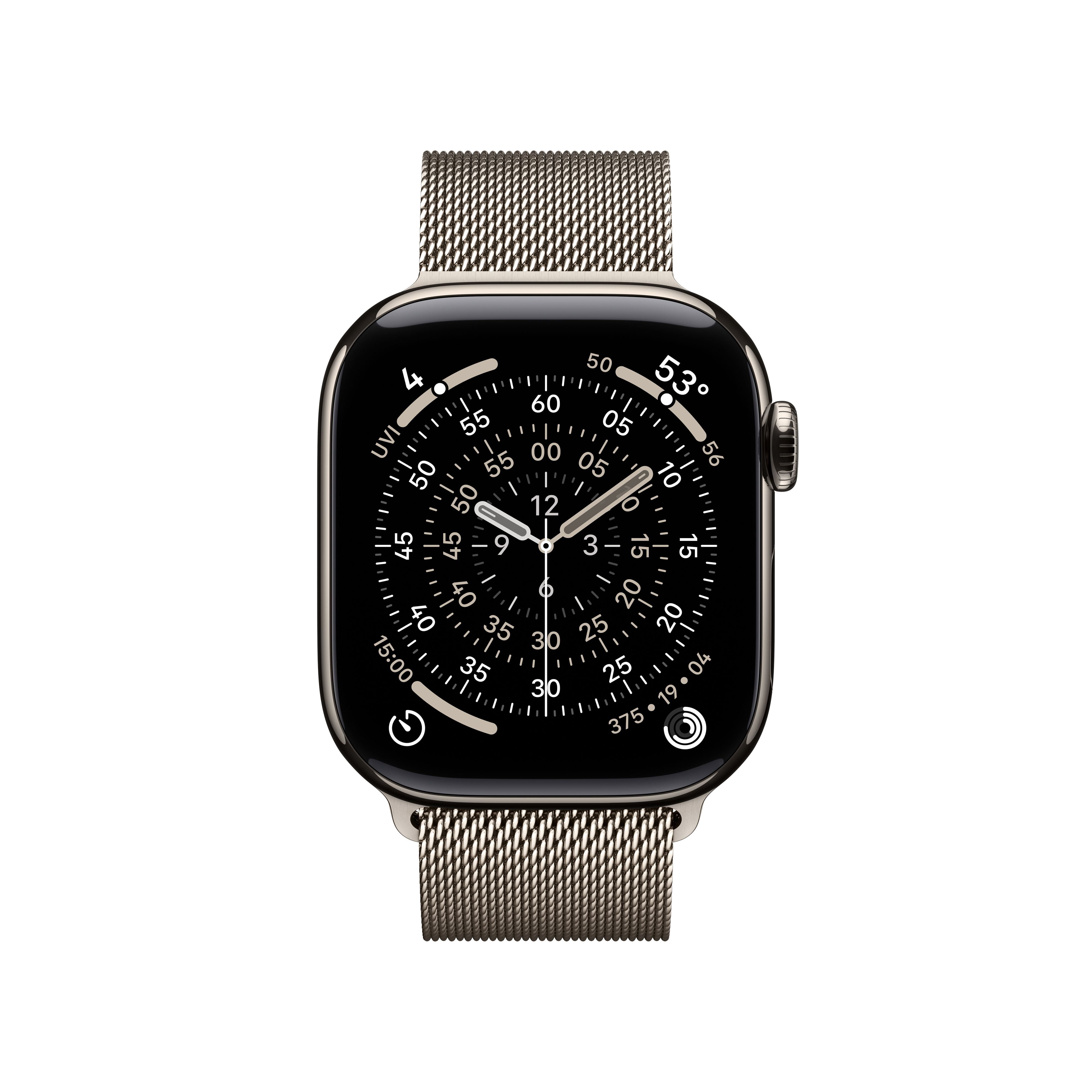 Apple Watch Series 11 [GPS + Cellular 42mm] Smartwatch with Natural Titanium Case with Natural Milanese Loop