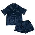 thumbnail image 1 of Pyjama en Satin Soyeux à Manches Courtes pour Femmes - Ensemble de 2 Pcs, Tailles Petite à Très Grande, 1 of 1