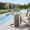 Silver, variant on Grey C-Shaped Aluminum Patio End Table - Modern Outdoor Accent Table