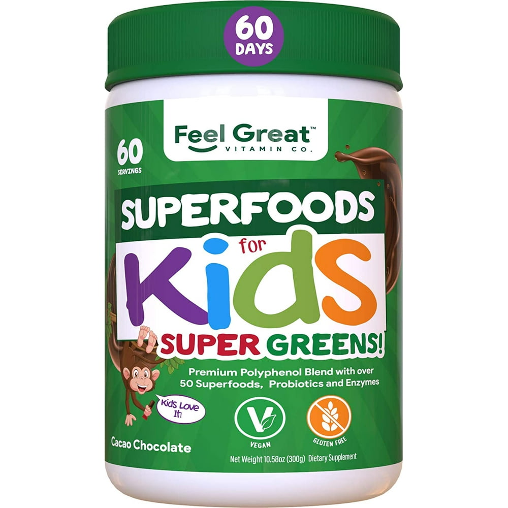 Organic Superfood Greens For Kids (60Day) CoCoa Chocolate Flavor, DoctorFormulated, Vitamins