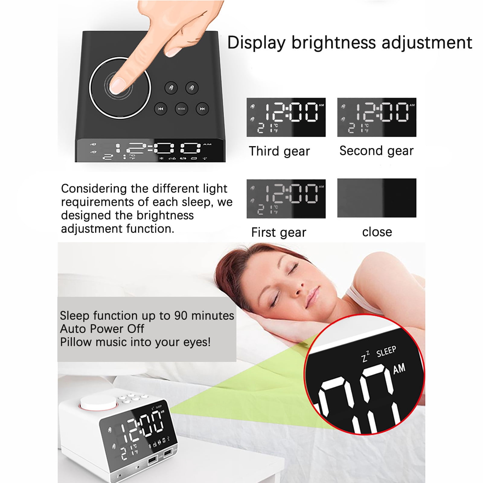 Bluetooth Speaker Alarm Clock Integrated Multi-Function Dual USB Power Supply Radio Home Bedside Card Audio-Home