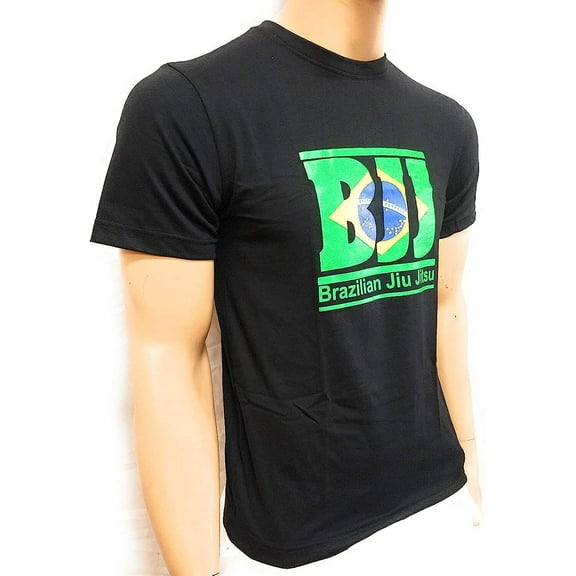 Woldorf USA Brazilian Flag Jiu Jitsu T-Shirt in Black with BJJ Size L Martial Arts, Fighting Equipment, Kickboxing T-Shirts, Casual Cloths, T - Shirts