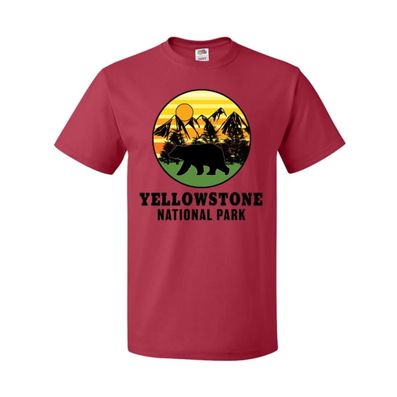 Inktastic Yellowstone National Park with Bear Mountains and Trees Cricle T-Shirt