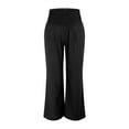 thumbnail image 5 of Lovskoo Wide Leg Pants for Women Cotton and Linen Solid Color Summer Casual Trendy Elastic Waist Pants Loose Casual Pants Black, 5 of 9