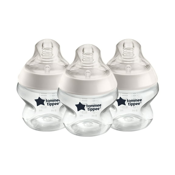 Tommee Tippee Closer to Nature Baby Bottles (5oz, 3 Count) | Extra Slow Flow Nipple with Anti-Colic Valve