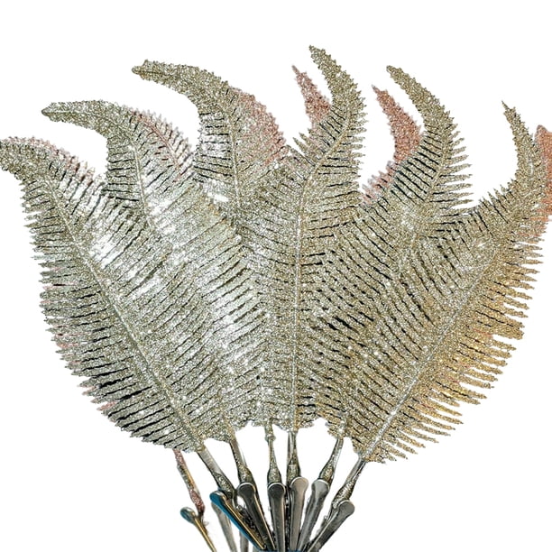 Matsuzay 6 piezas de adornos de plumas con clip para árbol de Navidad, decoración DIY, accesorios de vacaciones, accesorios para el hogar y la Kits de decoración para fiestas Oro