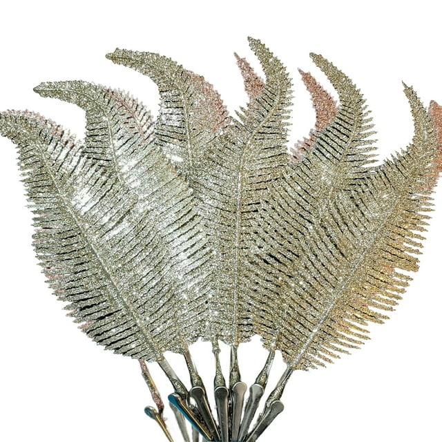 Adornos de Navidad Toystoory 6 Piezas 22CM Clip-on Pluma Brillo Oro