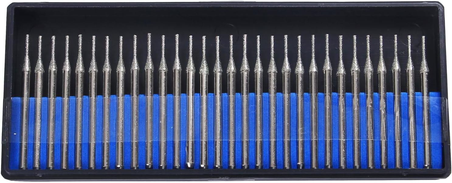 Drilax 30 Pack 1 mm Diamond Drill Bits for Jewelry, Beach Glass, Shells, Gemstones, Lapidary
