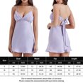 thumbnail image 2 of Vestido Vestido ajustado para mujer, cuello en V profundo, vestido de satén con tirantes, corte entallado, traje diario con cordones Cgtredaw Púrpura T S para Mujer, 2 of 8